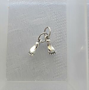 New Silver Baby Feet Charm Pendant